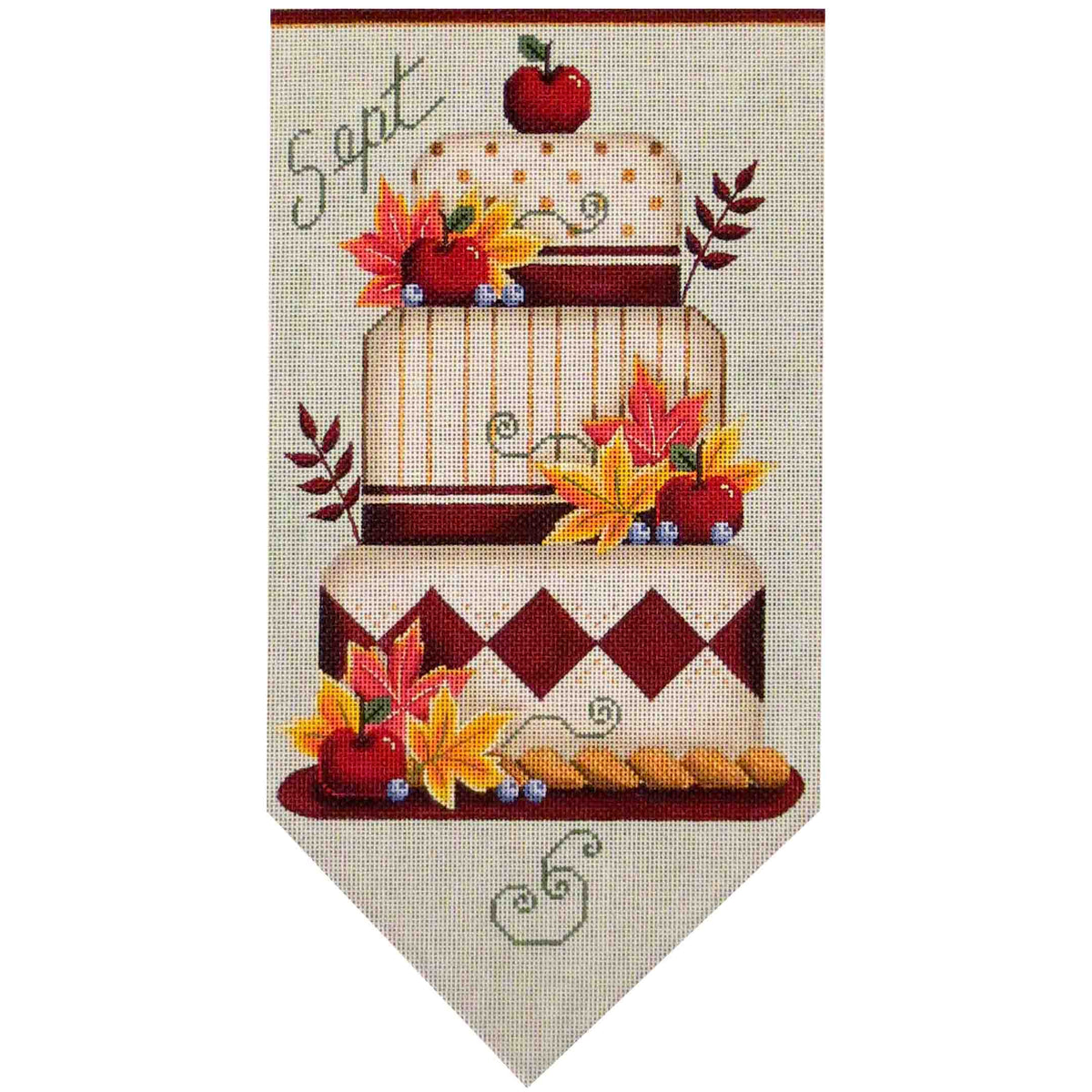 Rebecca Wood Designs September Banner Cake Needlepoint Canvas