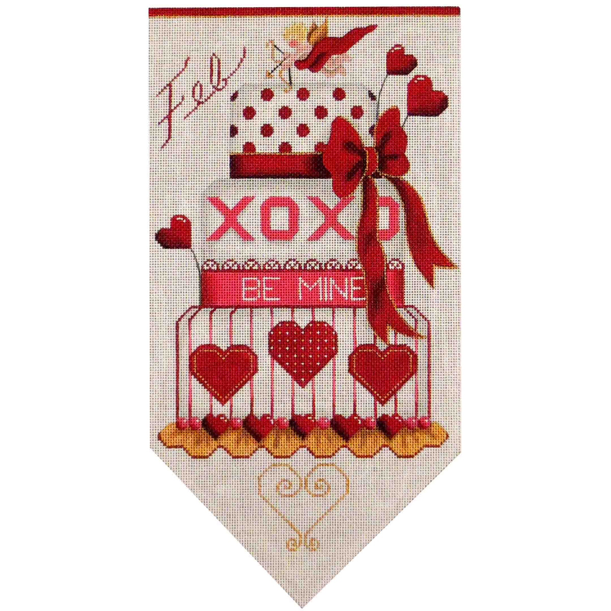 Rebecca Wood Designs February Banner Cake Needlepoint Canvas