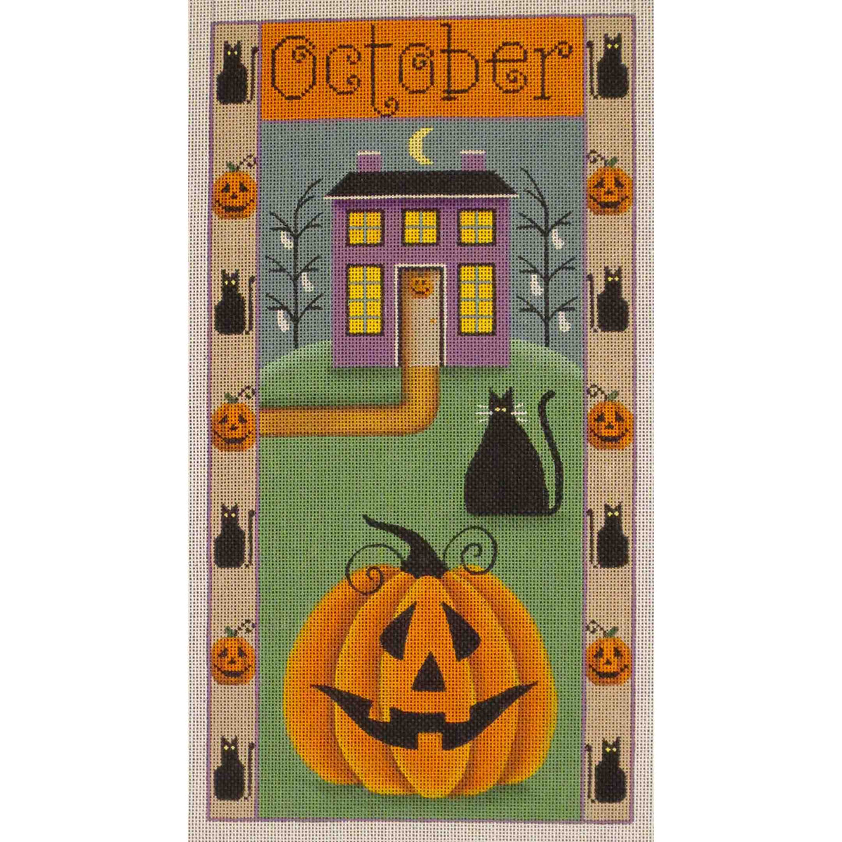 Rebecca Wood Designs October Folk Banner Needlepoint Canvas