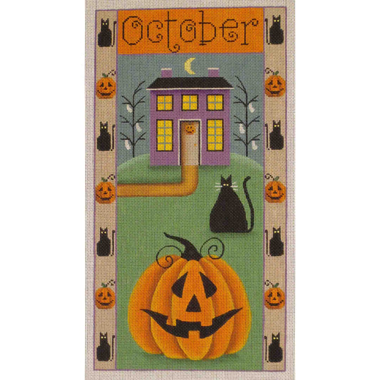 Rebecca Wood Designs October Folk Banner Needlepoint Canvas