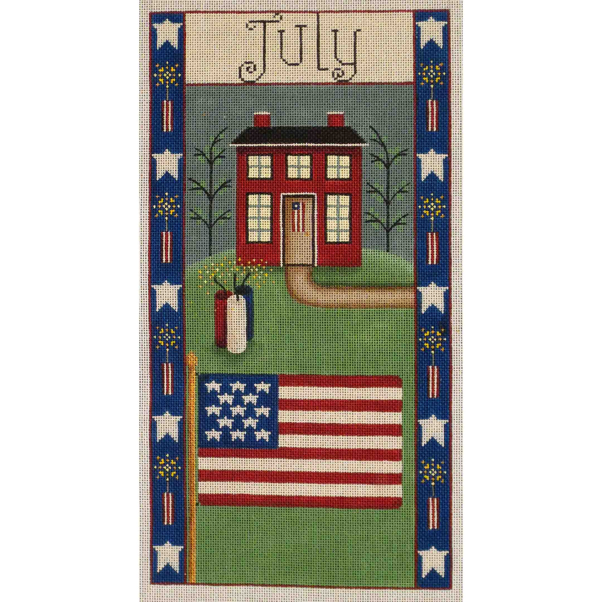 Rebecca Wood Designs July Folk Banner Needlepoint Canvas