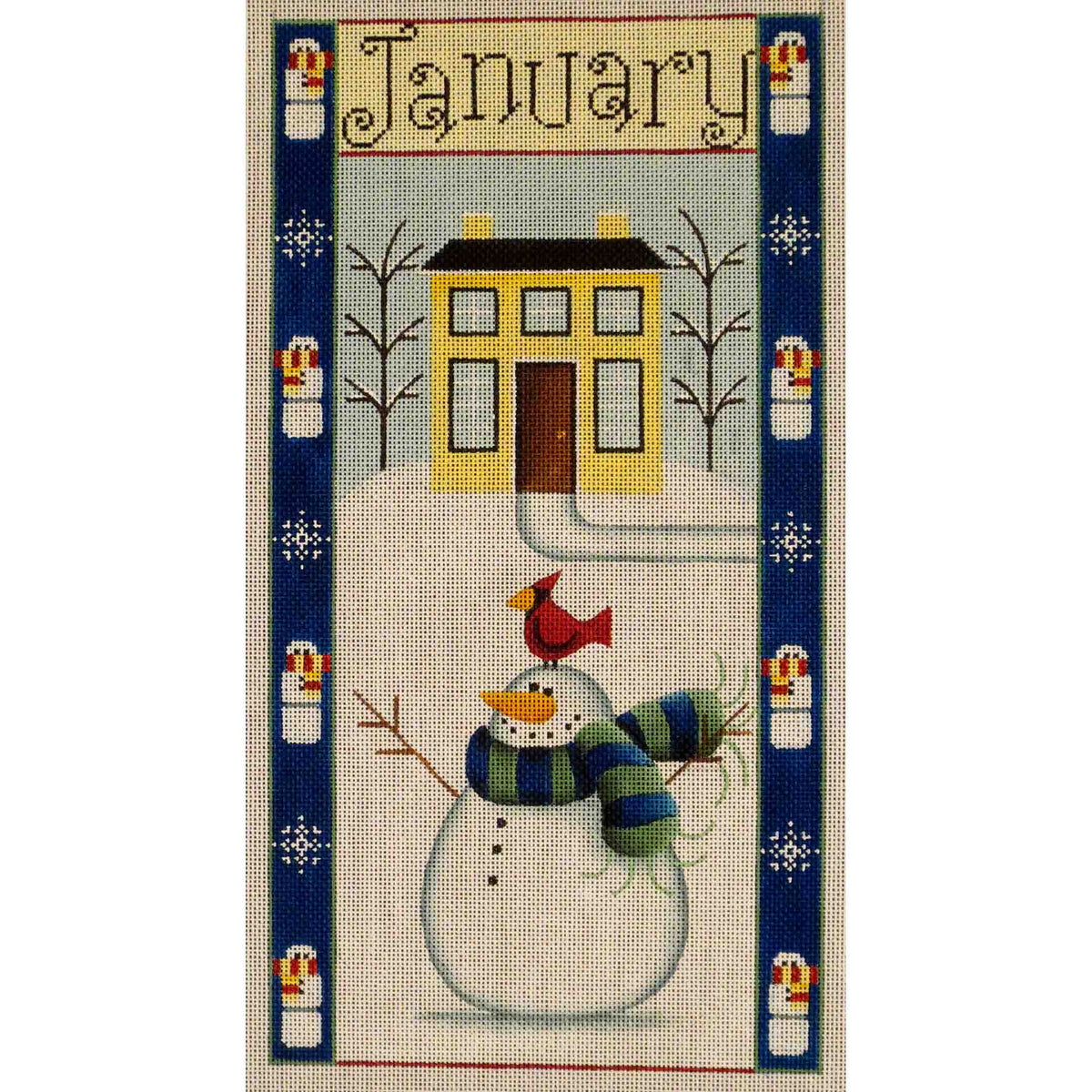 Rebecca Wood Designs January Folk Banner Needlepoint Canvas