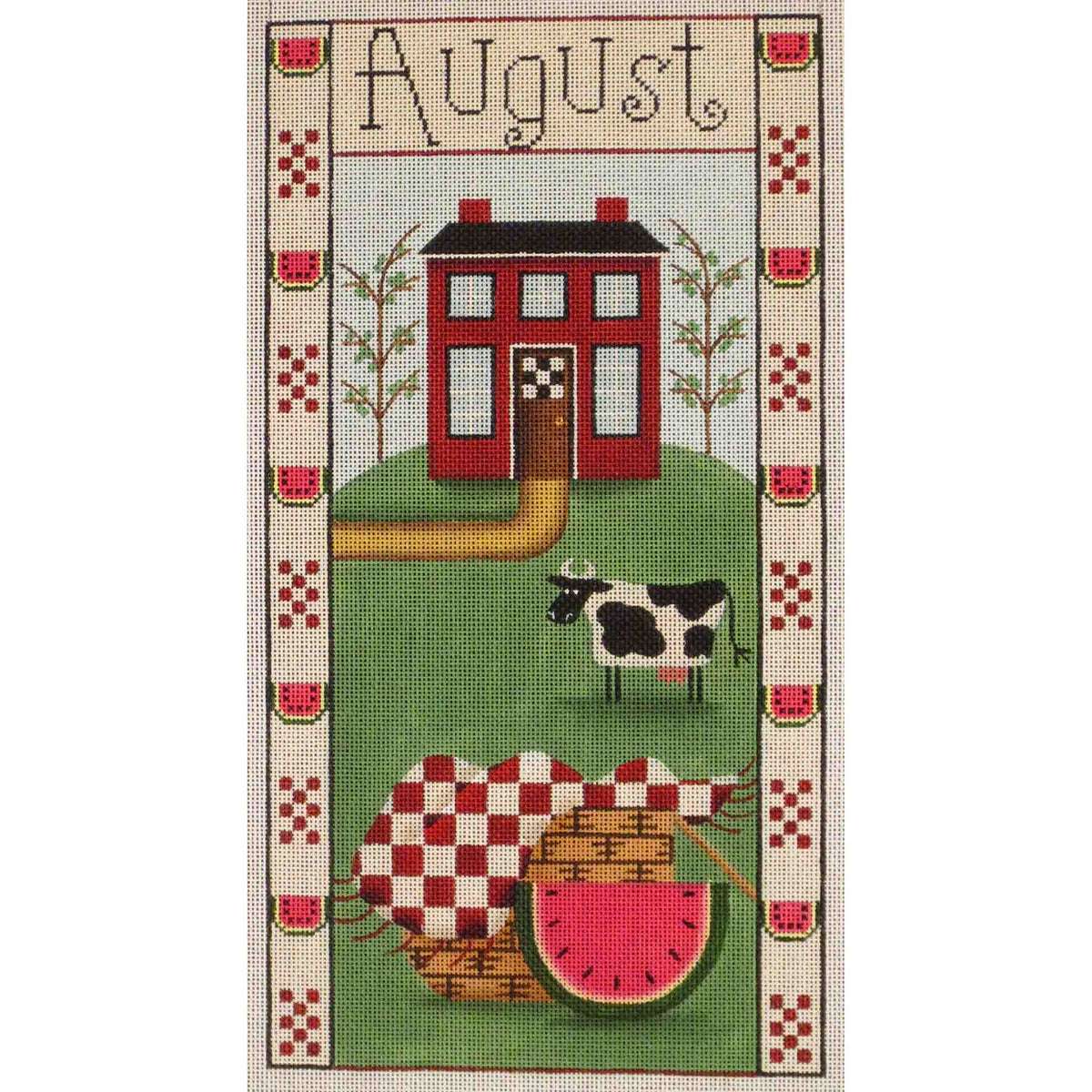 Rebecca Wood Designs August Folk Banner Needlepoint Canvas