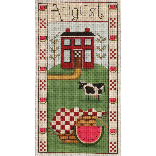Rebecca Wood Designs August Folk Banner Needlepoint Canvas