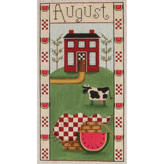 Rebecca Wood Designs August Folk Banner Needlepoint Canvas