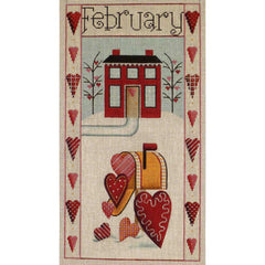 Rebecca Wood Designs February Folk Banner Needlepoint Canvas