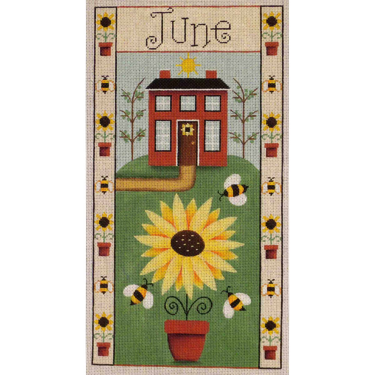Rebecca Wood Designs June Folk Banner Needlepoint Canvas