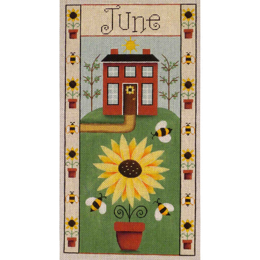 Rebecca Wood Designs June Folk Banner Needlepoint Canvas