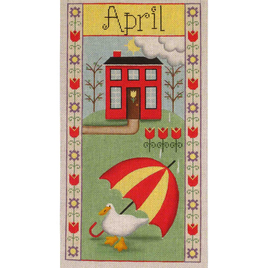Rebecca Wood Designs April Folk Banner Needlepoint Canvas