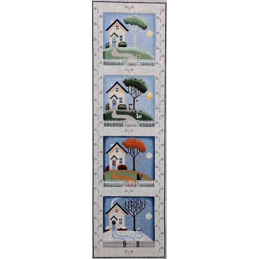 Rebecca Wood Designs Seasonal Vertical Cottages Needlepoint Canvas