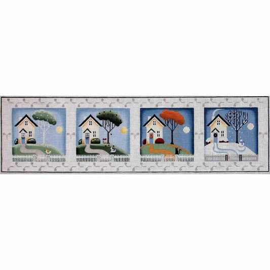 Rebecca Wood Designs Seasonal Horizontal Cottages Needlepoint Canvas