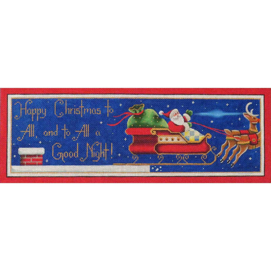 Rebecca Wood Designs Good Night Santa & Sleigh Needlepoint Canvas