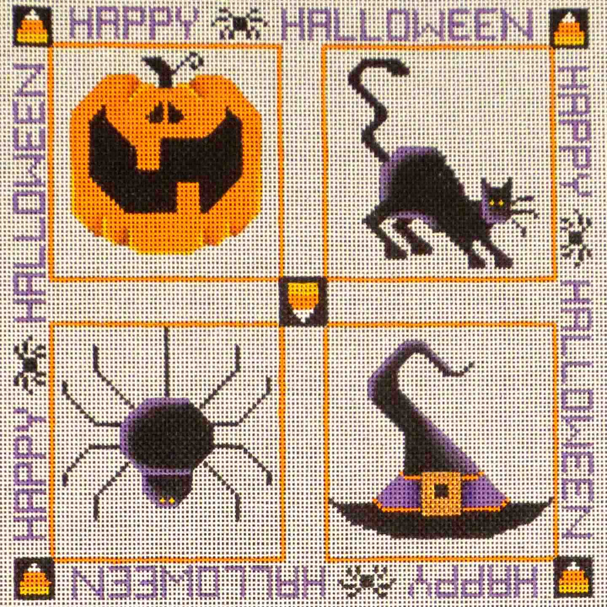 Rebecca Wood Designs October Halloween Pillow Needlepoint Canvas