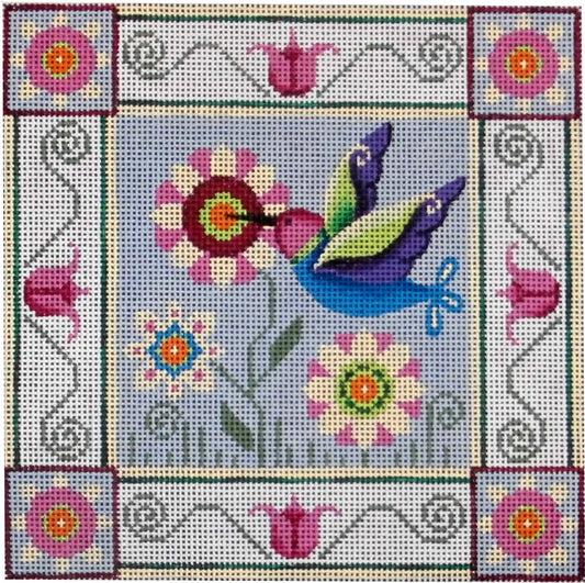 Rebecca Wood Designs Hummingbird & Flowers Needlepoint Canvas