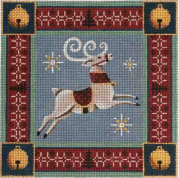 Rebecca Wood Designs Reindeer Pillow Needlepoint Canvas