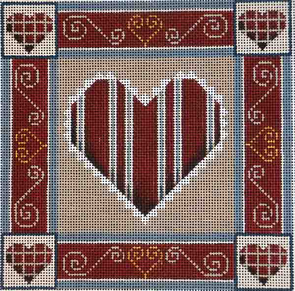 Rebecca Wood Designs Heart Pillow Needlepoint Canvas