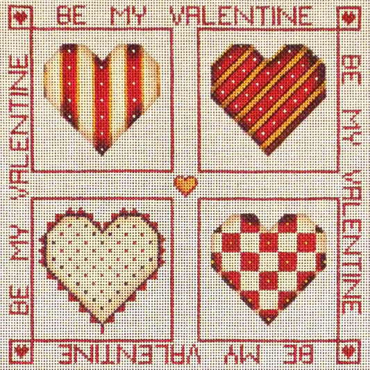 Rebecca Wood Designs February Pillow with Hearts Needlepoint Canvas