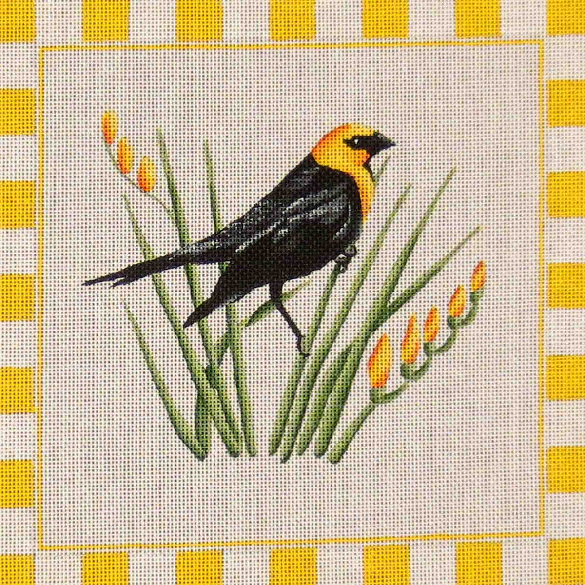 Rebecca Wood Designs Yellow Headed Black Needlepoint Canvas