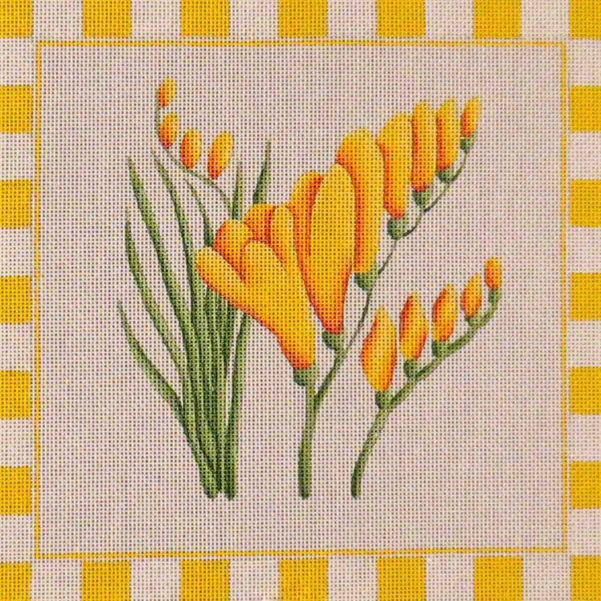 Rebecca Wood Designs Yellow Freesia Needlepoint Canvas