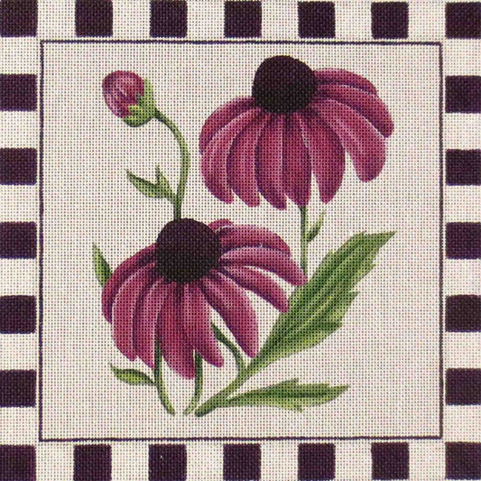Rebecca Wood Designs Purple Cone Flower Needlepoint Canvas