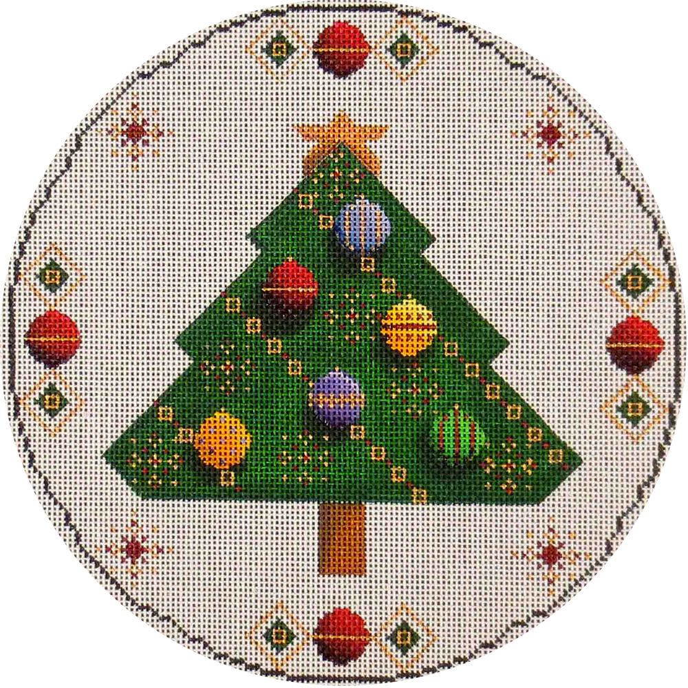 Rebecca Wood Designs December Round Pillow Needlepoint Canvas