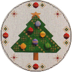 Rebecca Wood Designs December Round Pillow Needlepoint Canvas