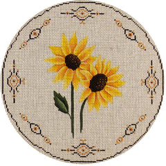 Rebecca Wood Designs Sunflowers with Decorative Border Needlepoint Canvas