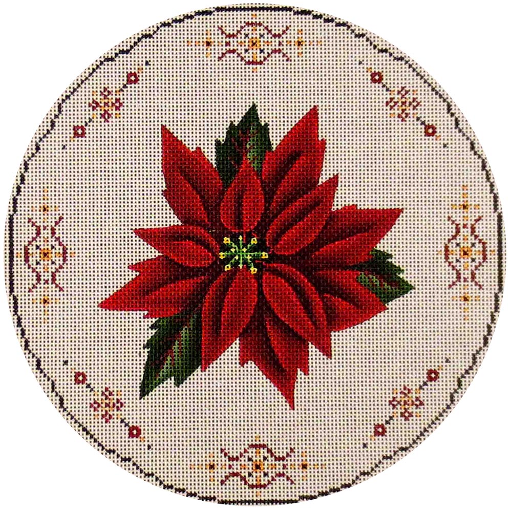 Rebecca Wood Designs Poinsettia with Festive Border Needlepoint Canvas