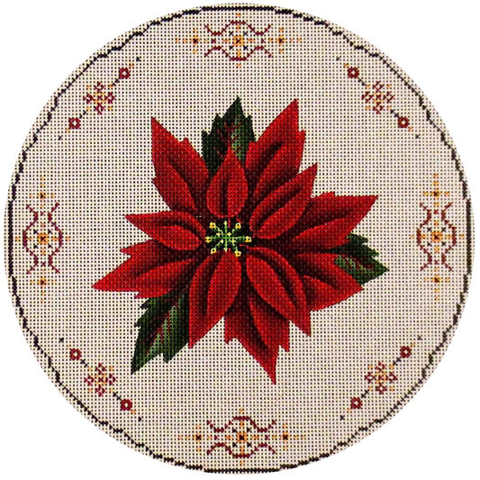 Rebecca Wood Designs Poinsettia with Festive Border Needlepoint Canvas