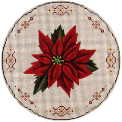 Rebecca Wood Designs Poinsettia with Festive Border Needlepoint Canvas