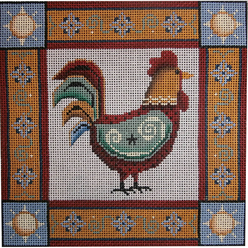 Rebecca Wood Designs Rooster Pillow Needlepoint Canvas