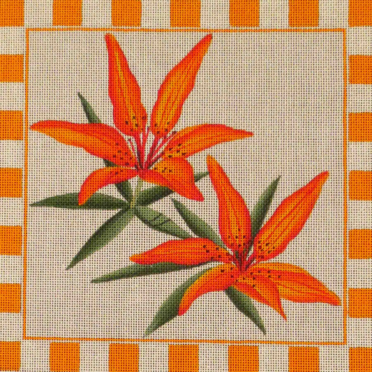 Rebecca Wood Designs Orange Flower Needlepoint Canvas