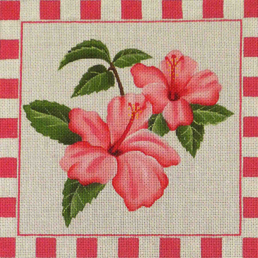 Rebecca Wood Designs Pink Flower Needlepoint Canvas