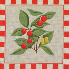 Rebecca Wood Designs Red Wintergreen Needlepoint Canvas