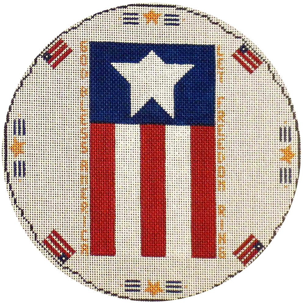 Rebecca Wood Designs July Round Pillow Needlepoint Canvas