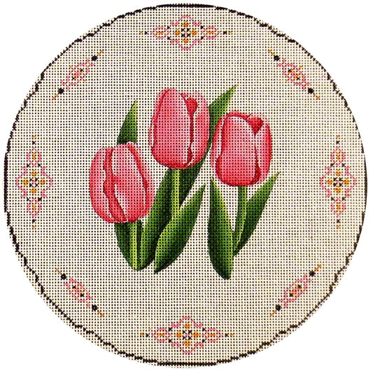 Rebecca Wood Designs Tulips with Decorative Border Needlepoint Canvas