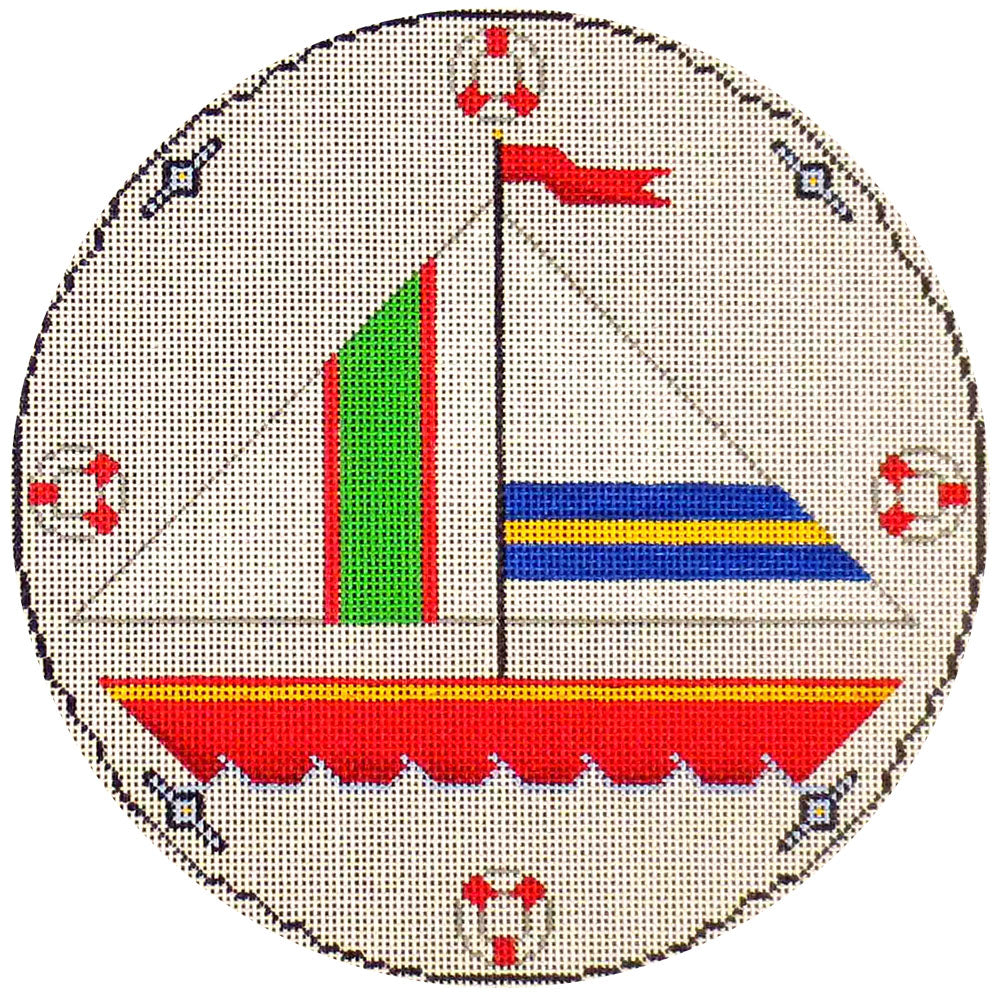 Rebecca Wood Designs June Round Pillow Needlepoint Canvas