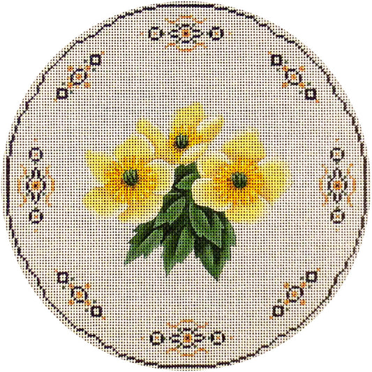 Rebecca Wood Designs Yellow Flowers Needlepoint Canvas