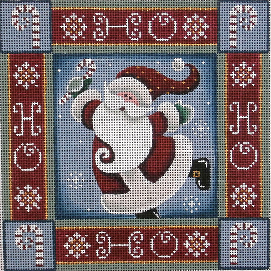 Rebecca Wood Designs Dancing Santa Pillow Needlepoint Canvas