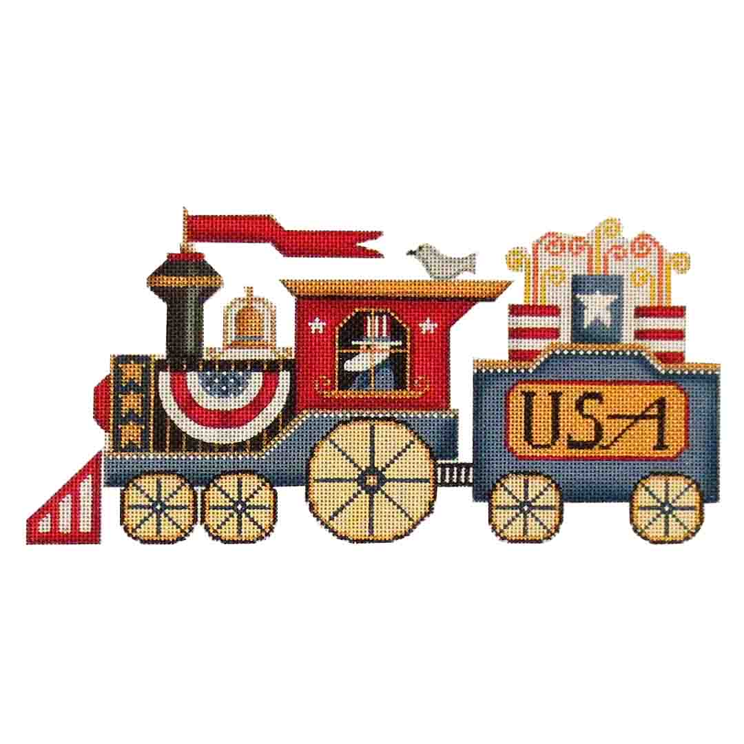 Rebecca Wood Designs Independence Train & Old Man Needlepoint Canvas