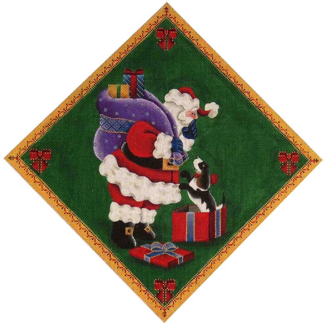 Rebecca Wood Designs Christmas Puppy Needlepoint Canvas
