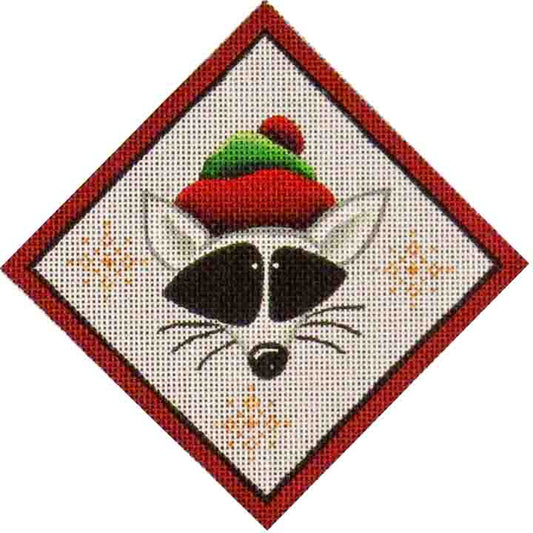 Rebecca Wood Designs Beanie Raccoon Needlepoint Canvas