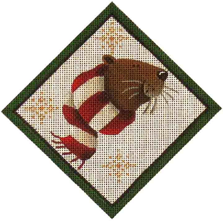 Rebecca Wood Designs Striped Beaver Needlepoint Canvas