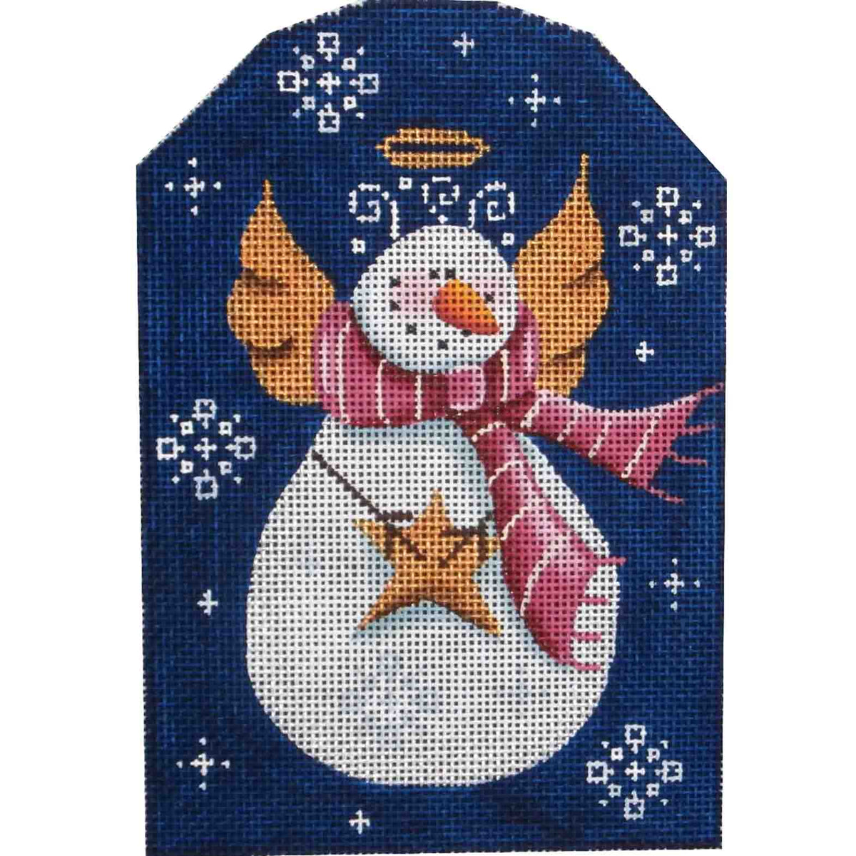 Rebecca Wood Designs Snowman Angel with Star Needlepoint Canvas