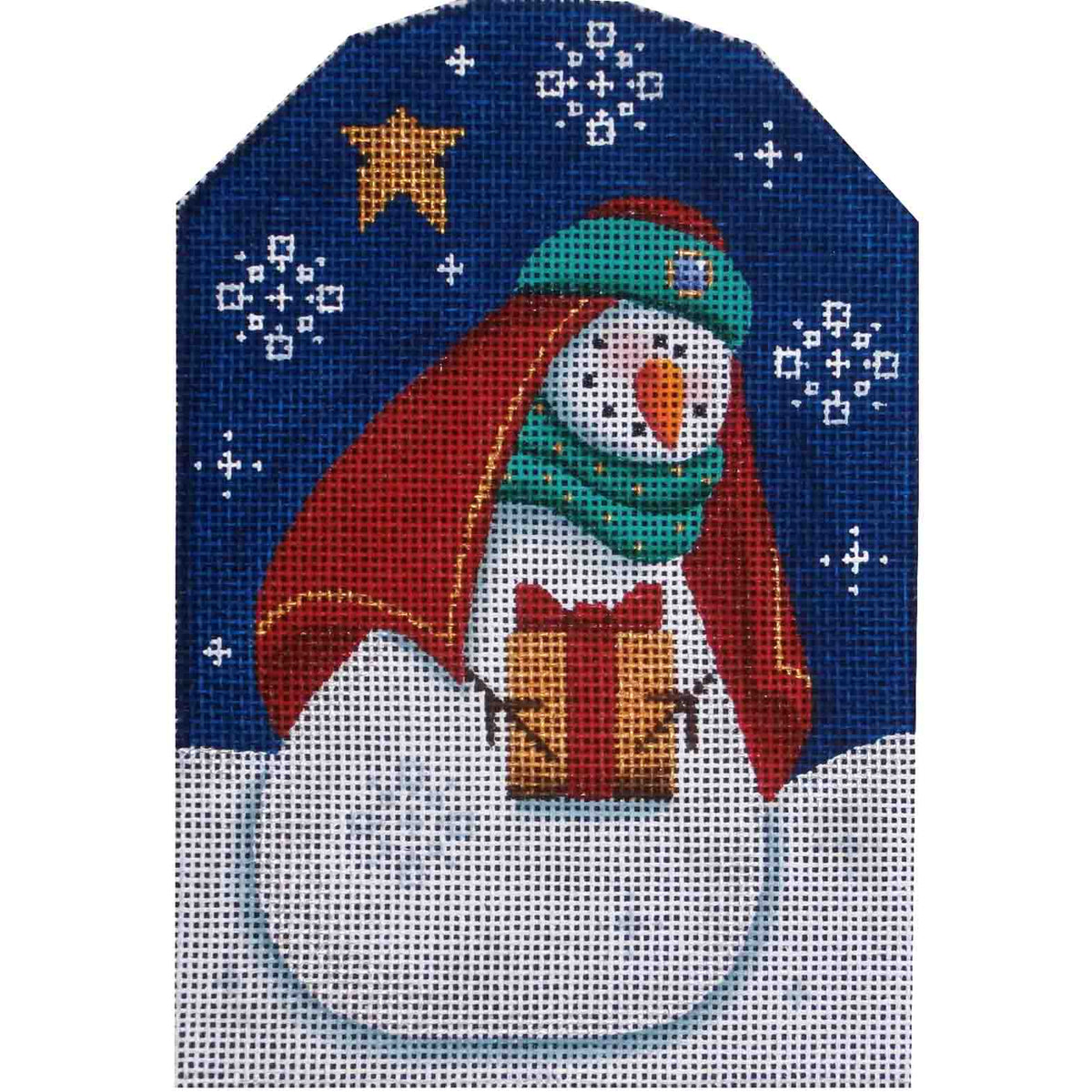 Rebecca Wood Designs Red Wise Snowman Needlepoint Canvas