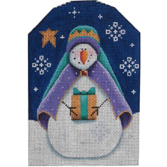 Rebecca Wood Designs Purple Wise Snowman Needlepoint Canvas