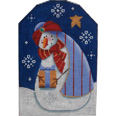 Rebecca Wood Designs Blue Wise Snowman Needlepoint Canvas