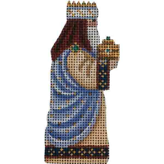 Rebecca Wood Designs Right Sided Blue Magi Needlepoint Canvas