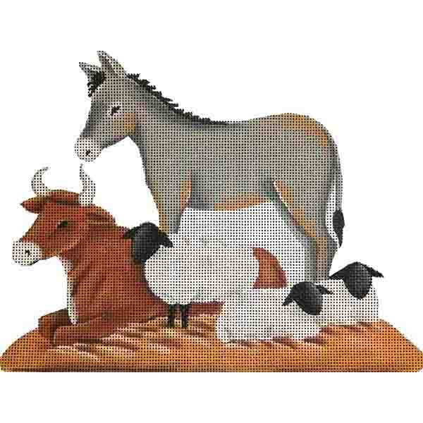 Rebecca Wood Designs Nativity Animals Horse & Sheeps Needlepoint Canvas