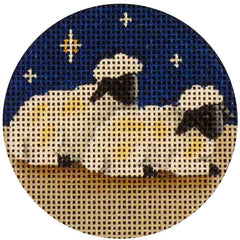 Rebecca Wood Designs Nativity Sheep Under Starry Sky Needlepoint Canvas